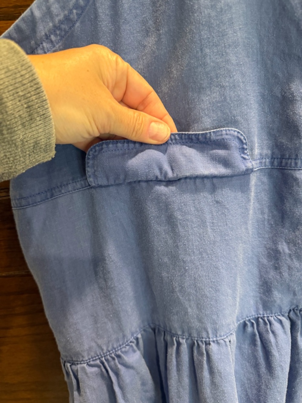 Vintage Eddie Bauer XXL linen blend Blue button maxi dress pockets 90s teacher - Picture 5 of 12